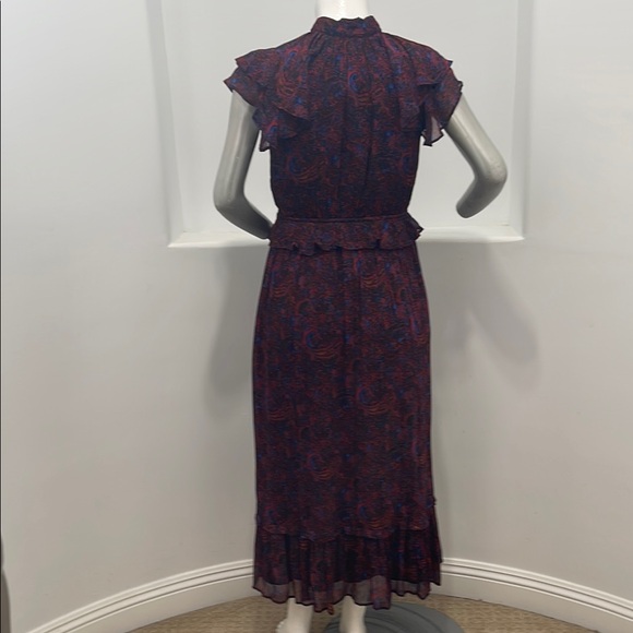 Cleobella Nicolette Midi Dress  Retrograde Paisley Purple Multi  Chiffon Size L - Picture 15 of 15
